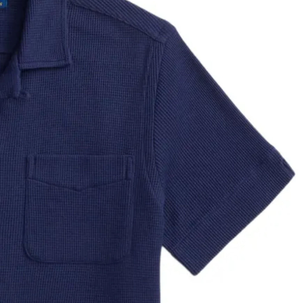 Polo Ralph Lauren Waffle Knit Camp Collar Shirt - Navy