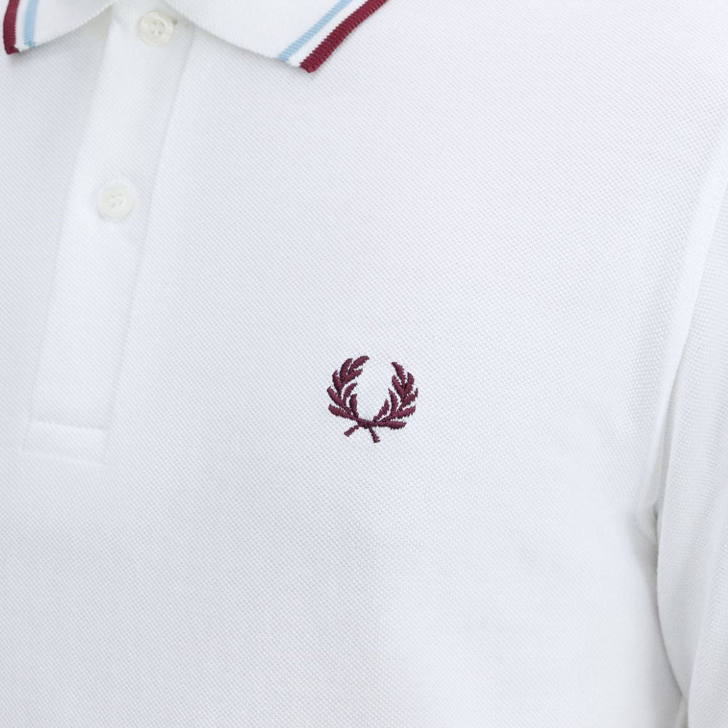 Fred Perry Reissues Made In England M12 Twin Tipped Polo - White/Ice/Maroon
