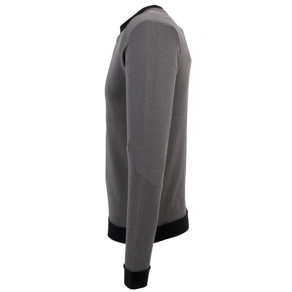 stuartslondon Folk Contrast Rib Mid Grey Charcoal Jumper F2420K