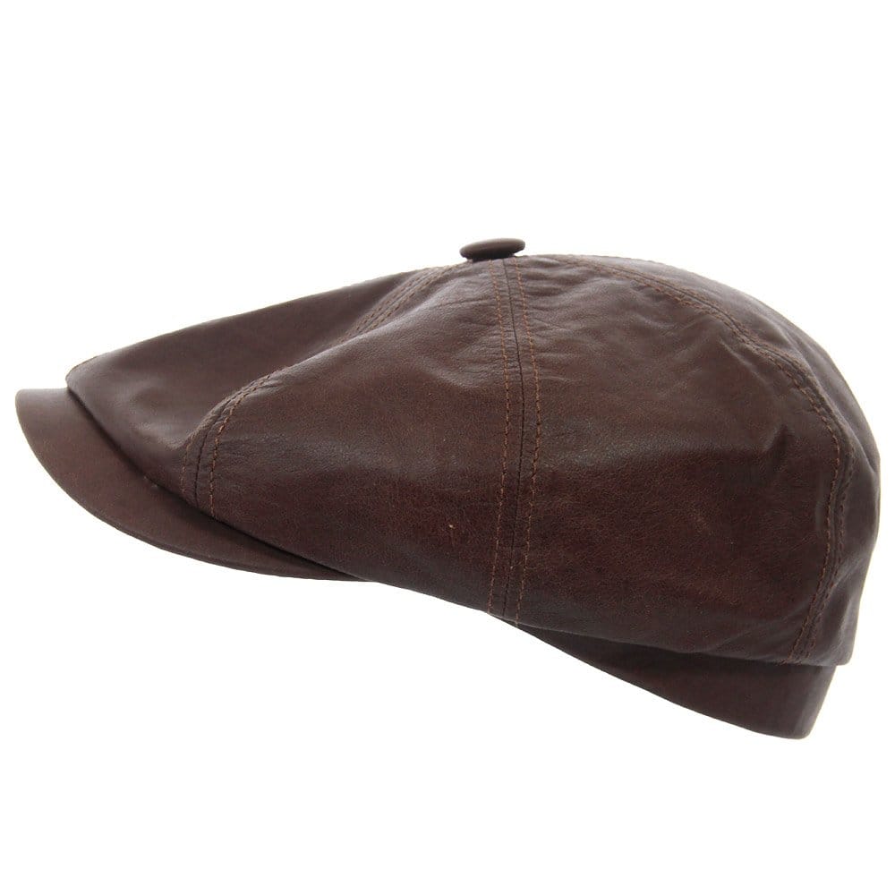 Stetson Hats Hatteras Lambskin Newsboy Cap- Brown
