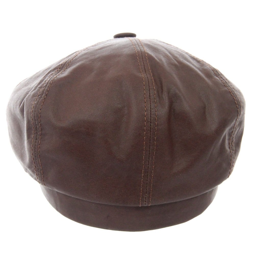 Stetson Hats Hatteras Lambskin Newsboy Cap- Brown