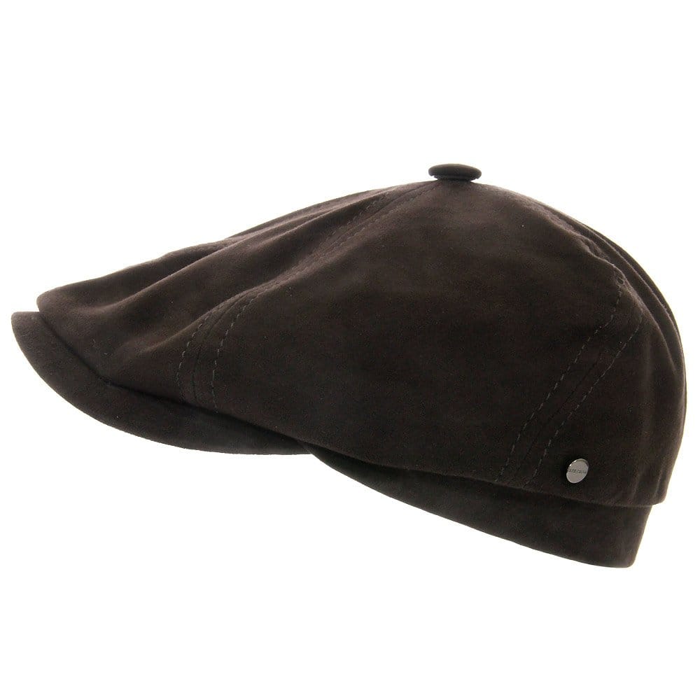 Stetson Hats Brooklin Goat Suede Newsboy Cap- Brown