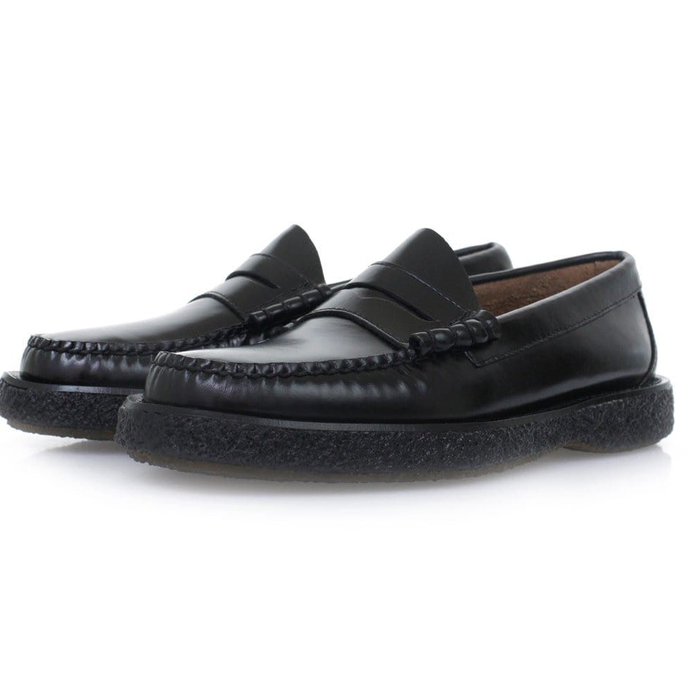 G.H. Bass Weejun Bass Weejuns Larson Moc Penny Crepe Black Leather Shoes