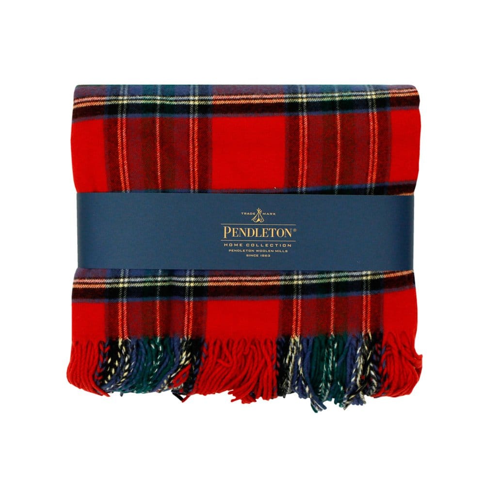 Pendleton Woolen Mills Pendleton Plaid 5th Avenue Throw Red Stweard Blanket 71014