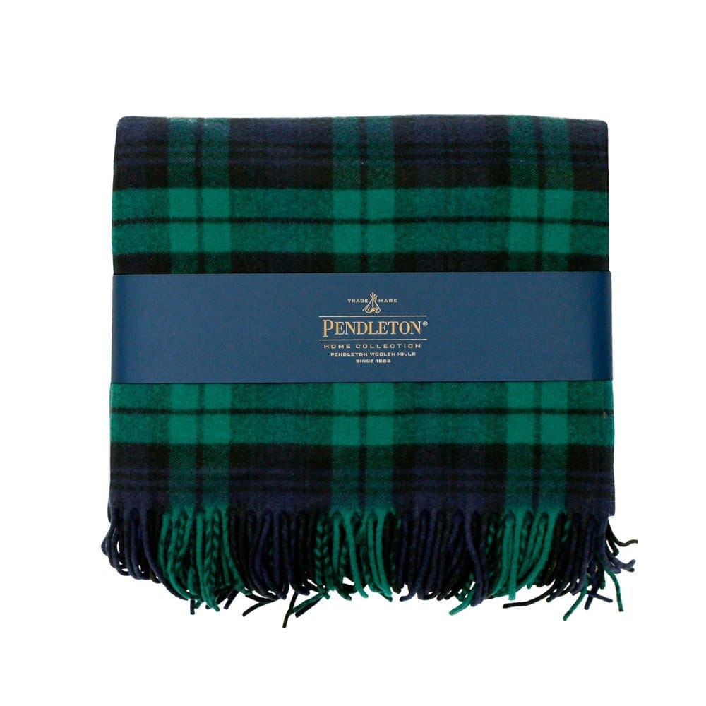 Pendleton Woolen Mills Pendleton Plaid 5th Avenue Throw Black Watch Green Blanket 71014