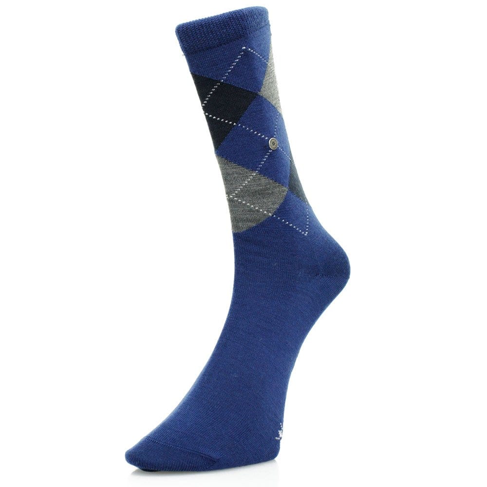 Burlington Socks Burlington Edinburgh Dark Blue Wool Argyle Socks 21182 6051