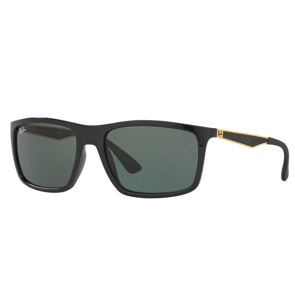 Ray Ban Black & Gold RB4228 Sunglasses - Green Classic Lenses