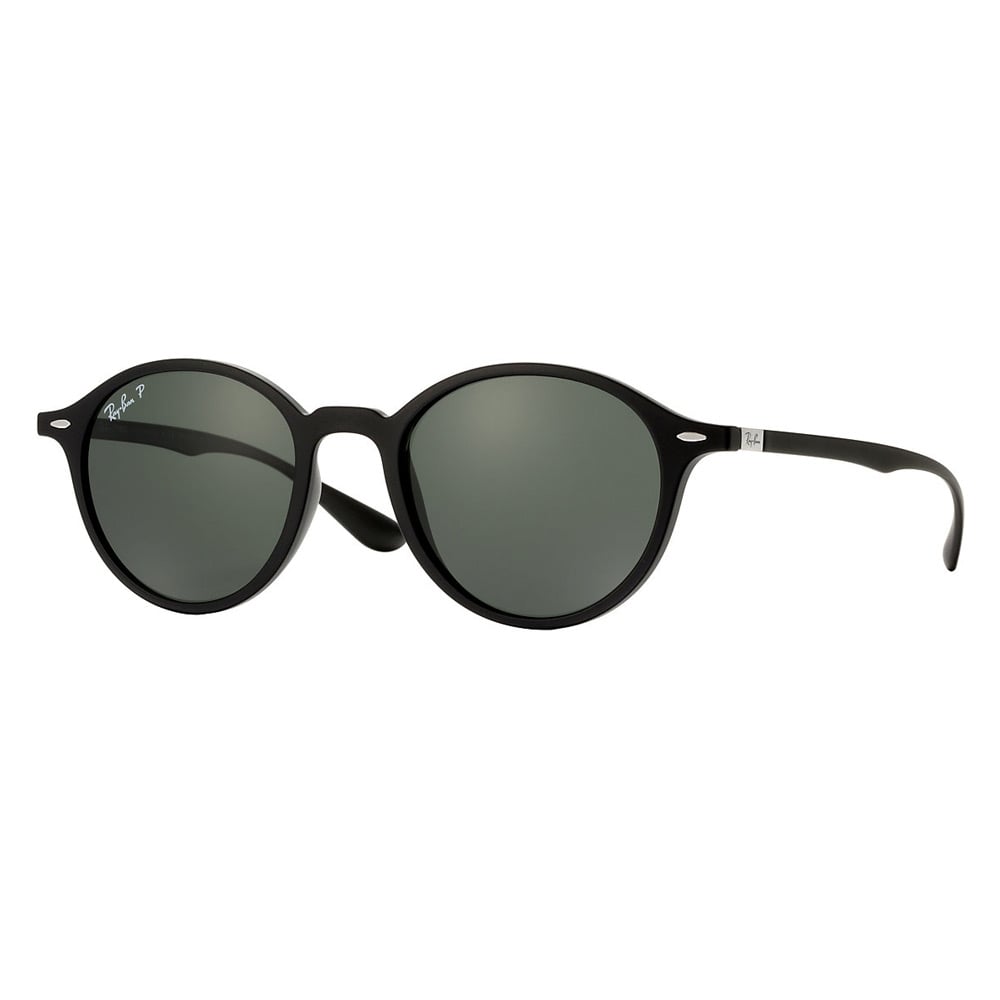 Ray Ban Black Round Liteforce Sunglasses - Polarised Green Classic G-15 Lenses