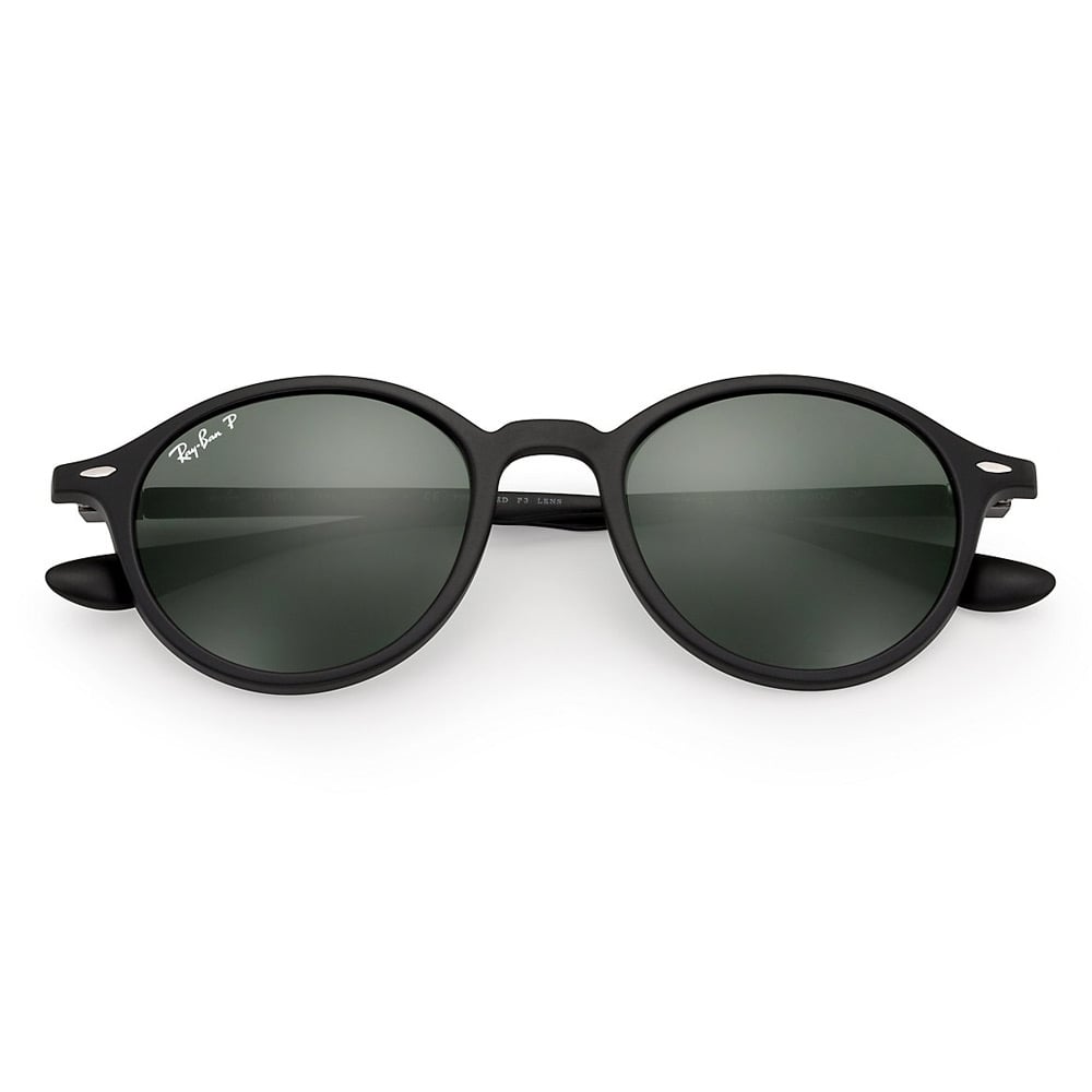 Ray Ban Black Round Liteforce Sunglasses - Polarised Green Classic G-15 Lenses