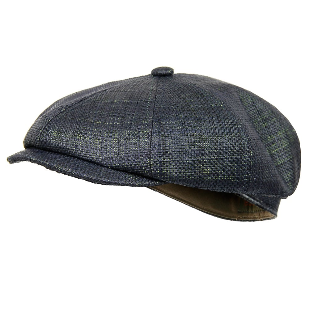 Stetson Hats Hatteras Raffia Flat Cap- Dark Green