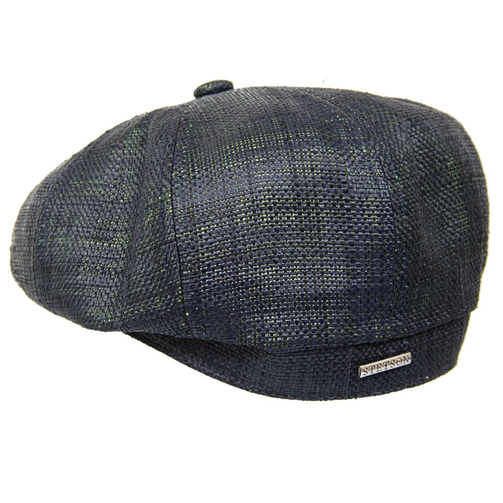Stetson Hats Hatteras Raffia Flat Cap- Dark Green