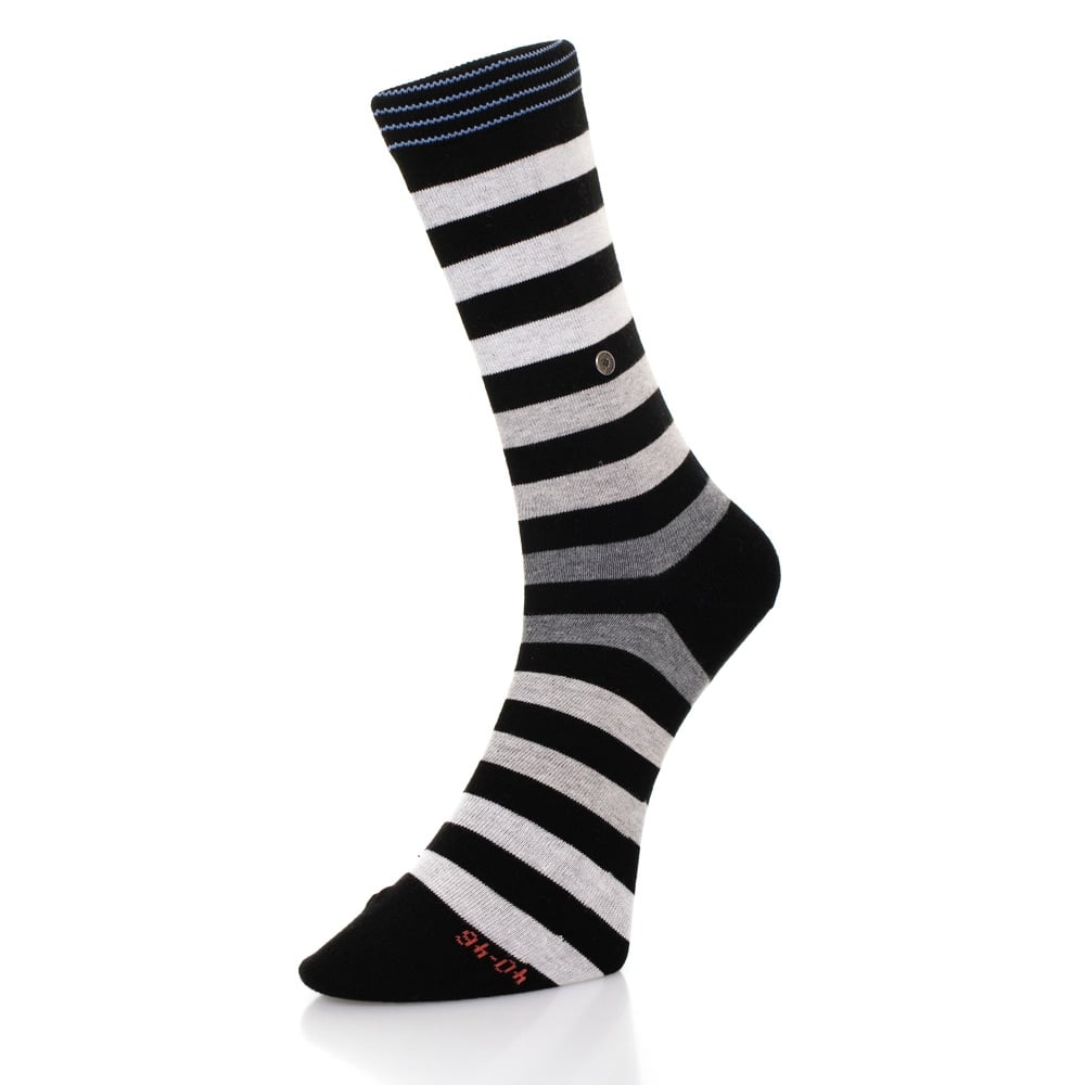 Burlington Socks Burlington Blackpool Striped Black Grey Socks 21023 3000