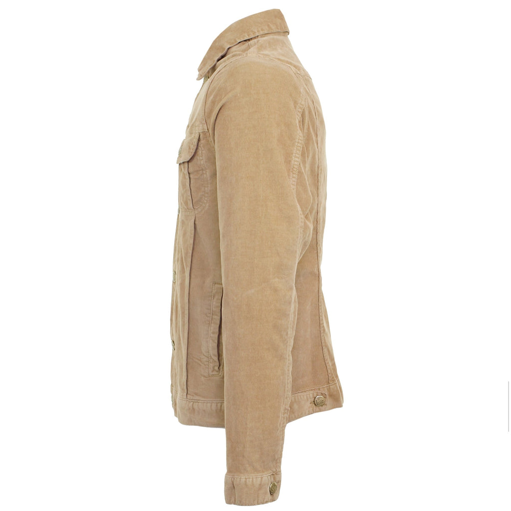 A side view of the Lois Jumbo Cord Jacket in Dusty Sand.