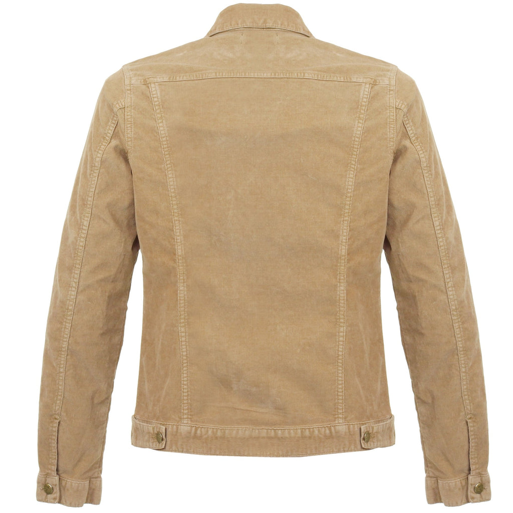 A rear view of the Lois Jumbo Cord Jacket in Dusty Sand.