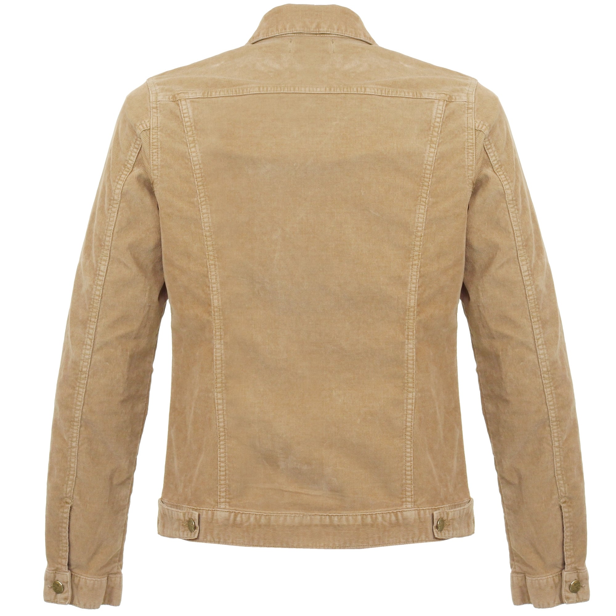 A rear view of the Lois Jumbo Cord Jacket in Dusty Sand.
