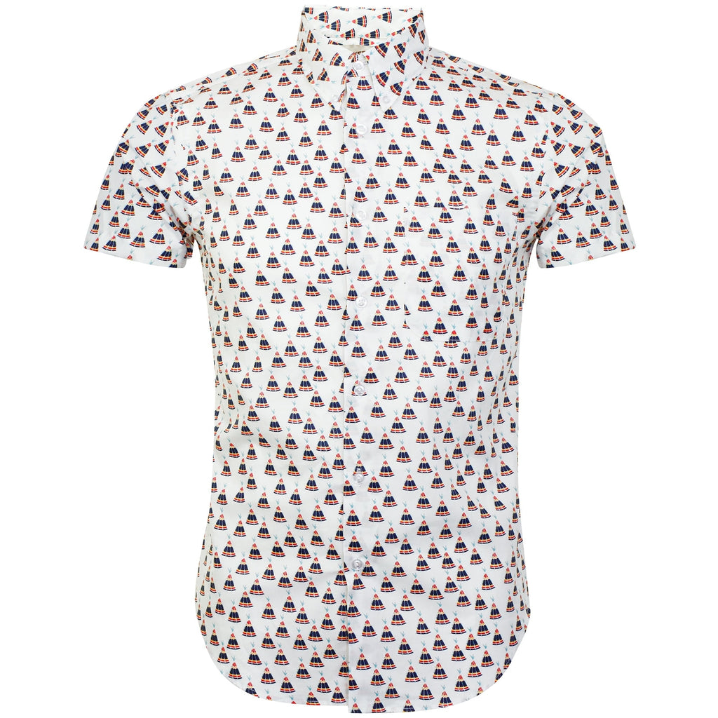 Naked and Famous Teepee Print White Shirt 120851130