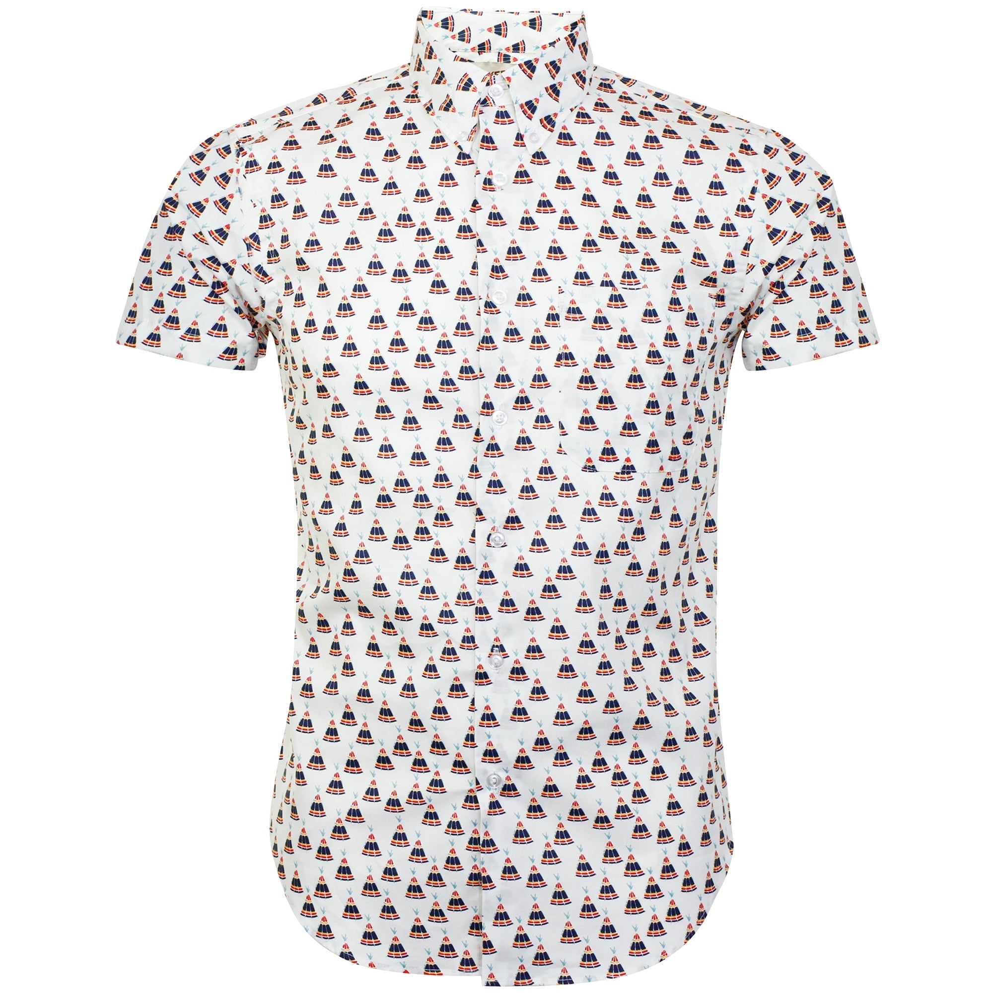 Naked and Famous Teepee Print White Shirt 120851130
