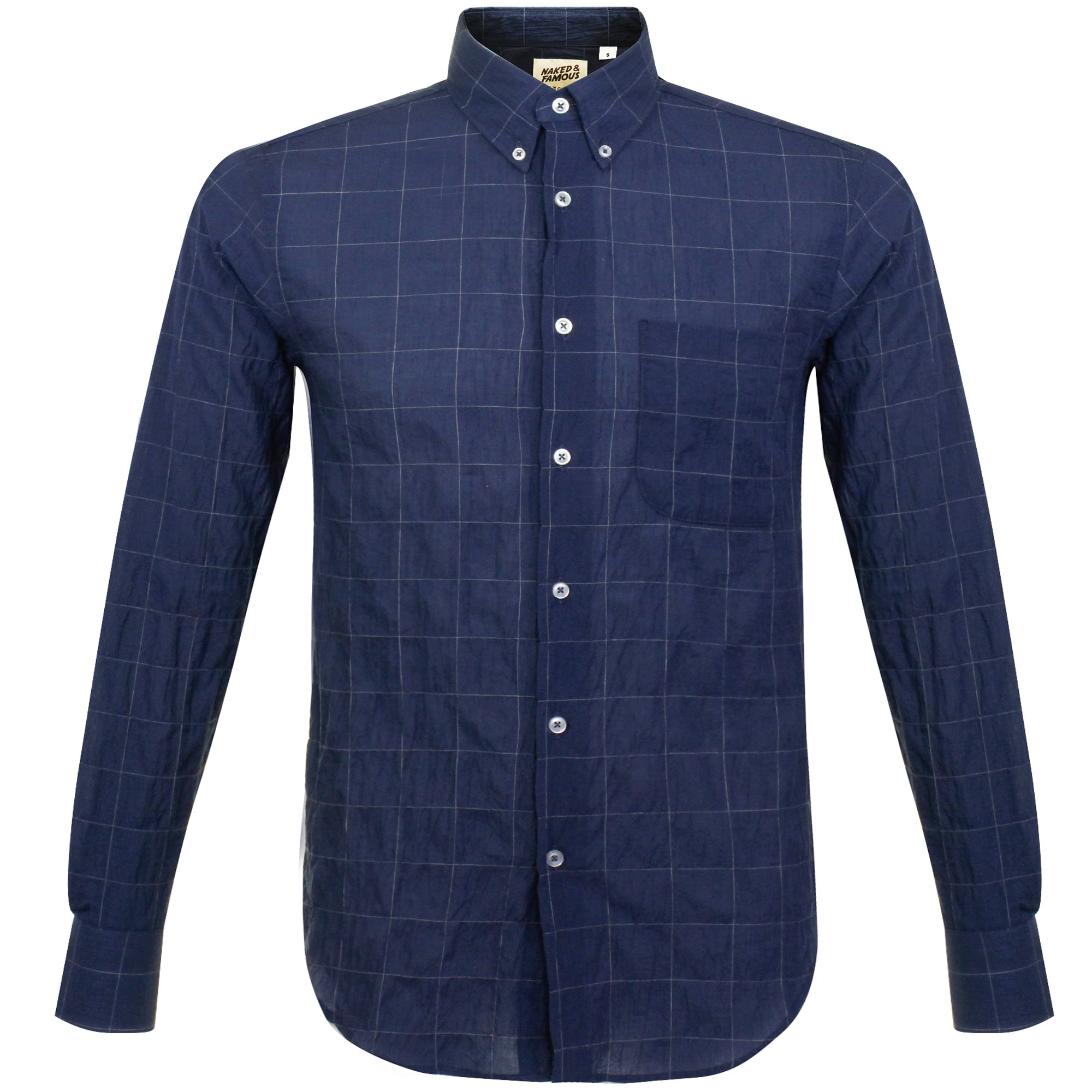 Naked and Famous Lightweight Windwpane Navy Shirt 120218524