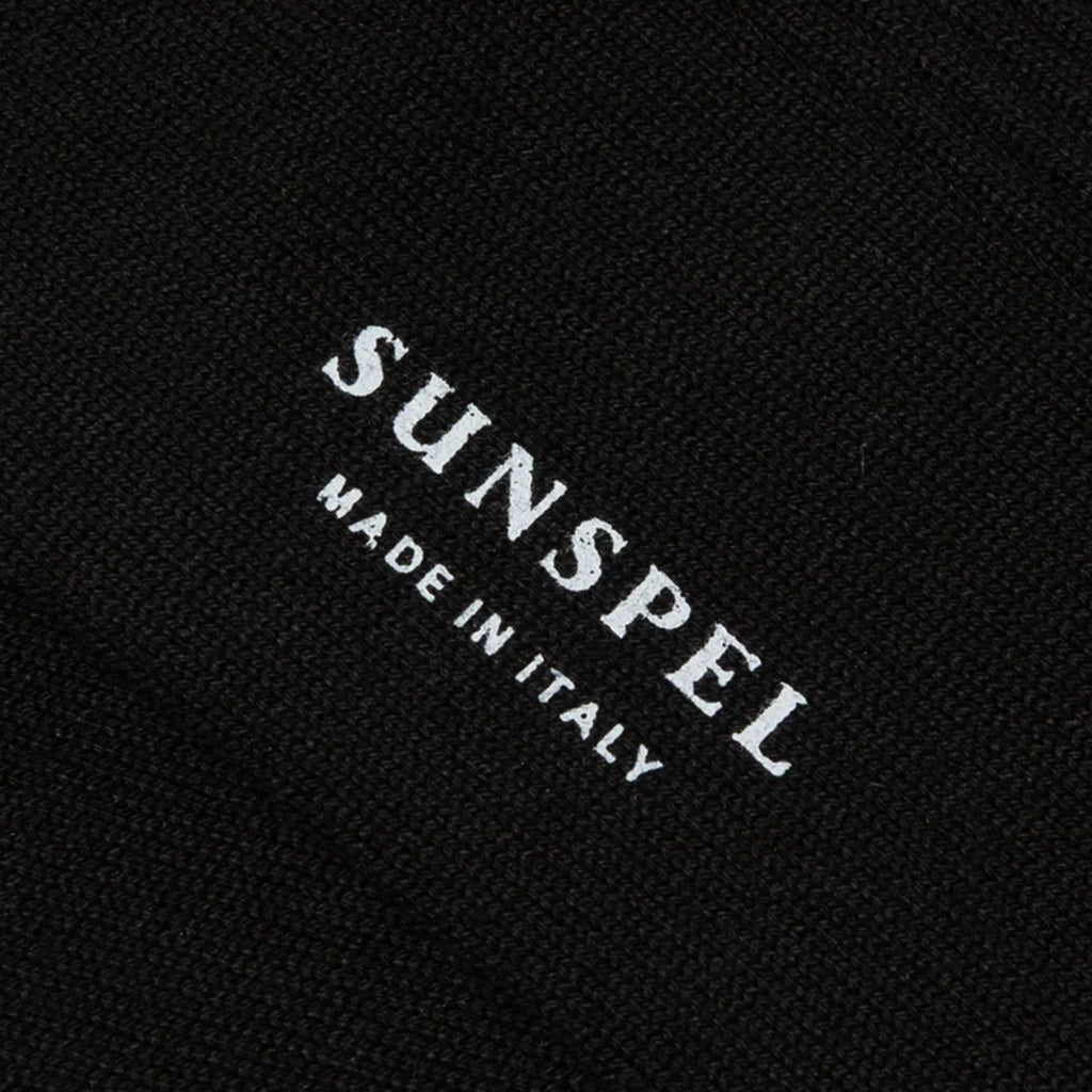 Sunspel Cotton Ribbed Socks - Black