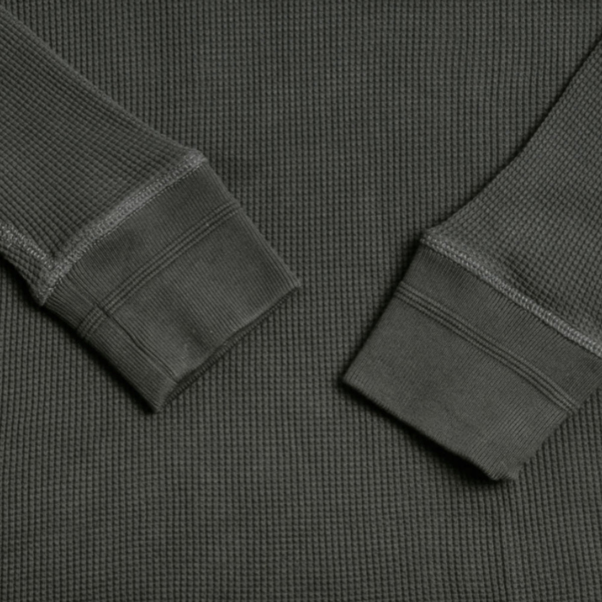 Heimat Henley Cotton Waffle Henley Polo - Military Green