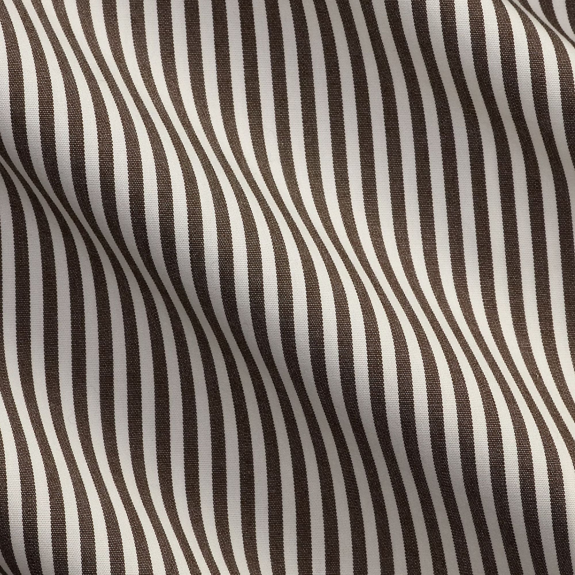 Polo Ralph Lauren Custom Fit Striped Stretch Poplin Shirt - Nutmeg Brown/White