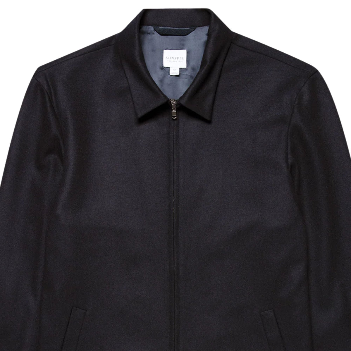 Sunspel Boiled Wool Zip Jacket - Navy