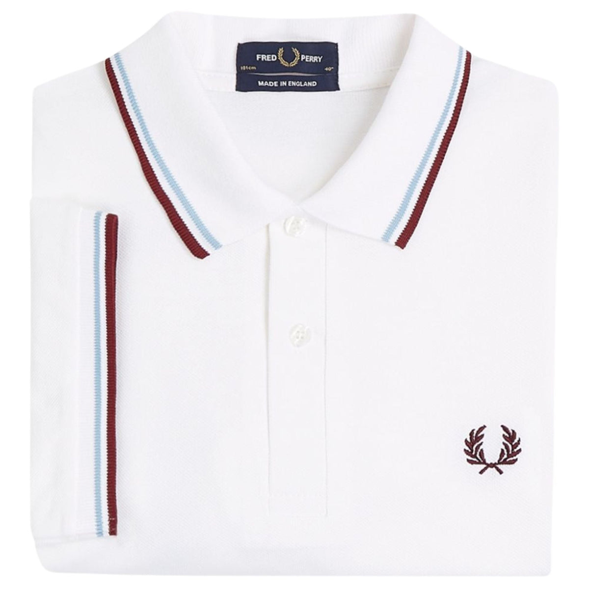 Fred Perry Reissues Made In England M12 Twin Tipped Polo - White/Ice/Maroon