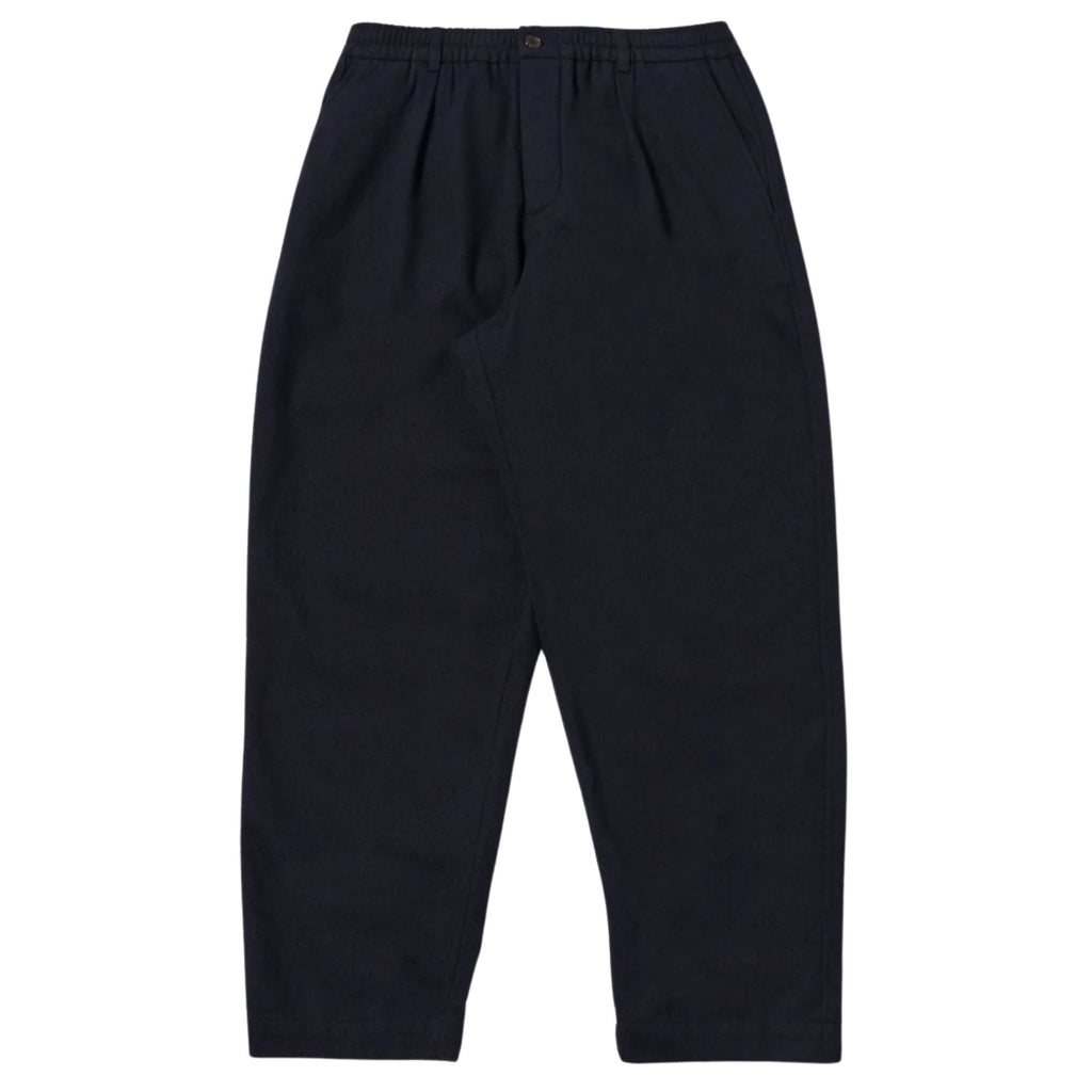 Universal Works Pleated Track Pant Robin Wool Mix - Dark Navy