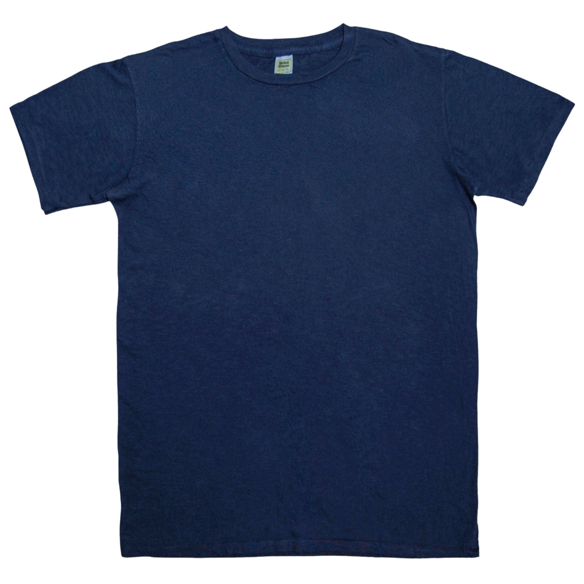Velva Sheen Rolled Short Sleeve Crew Neck T-Shirt - Navy