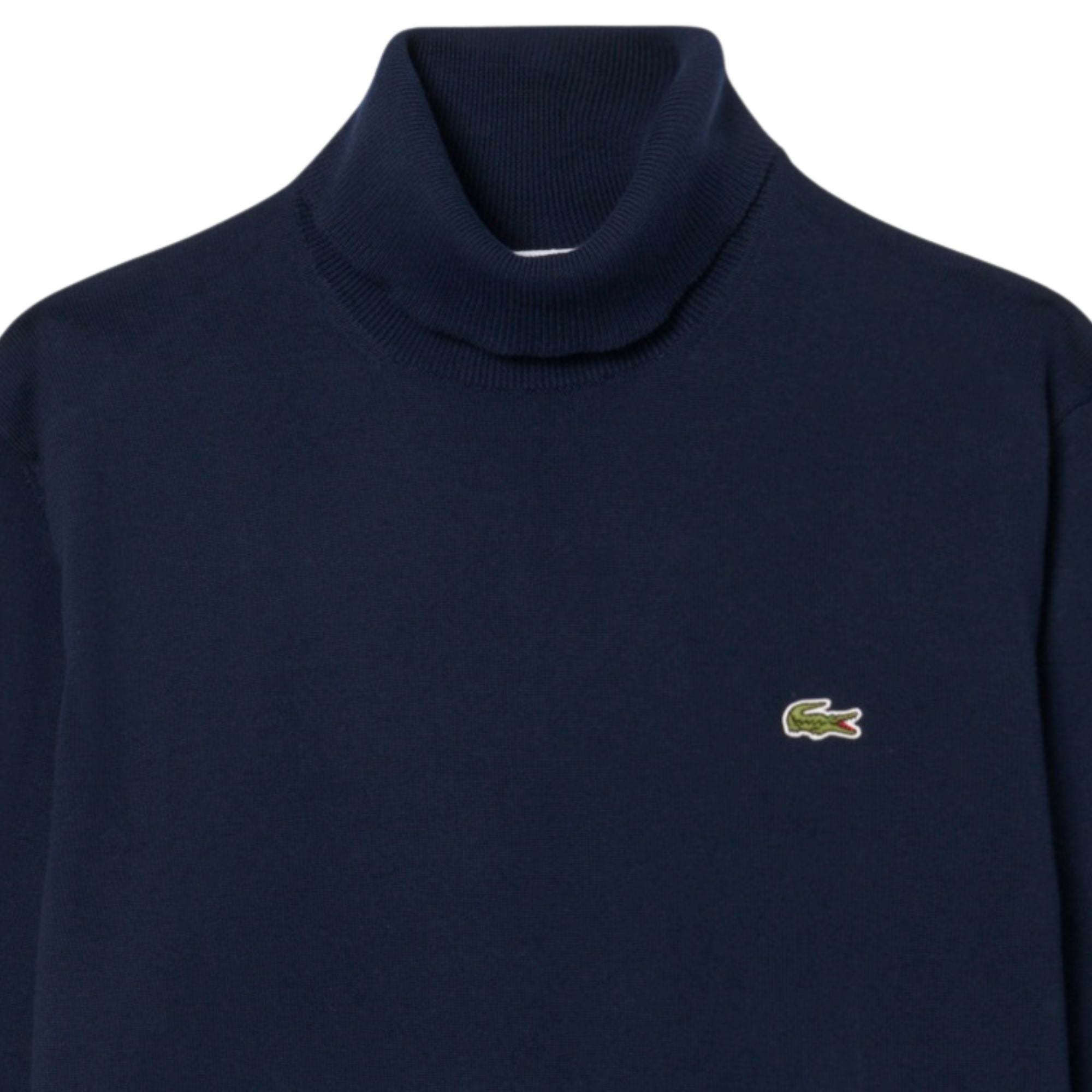 Lacoste Cotton Jersey Roll Neck Sweater - Navy