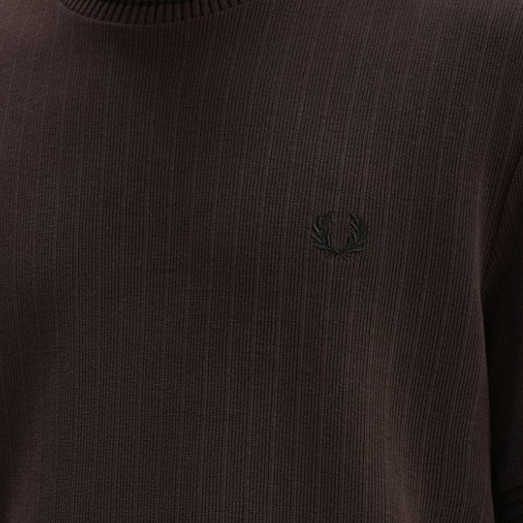 Fred Perry Ribbed Jersey T-Shirt - Rich Brown