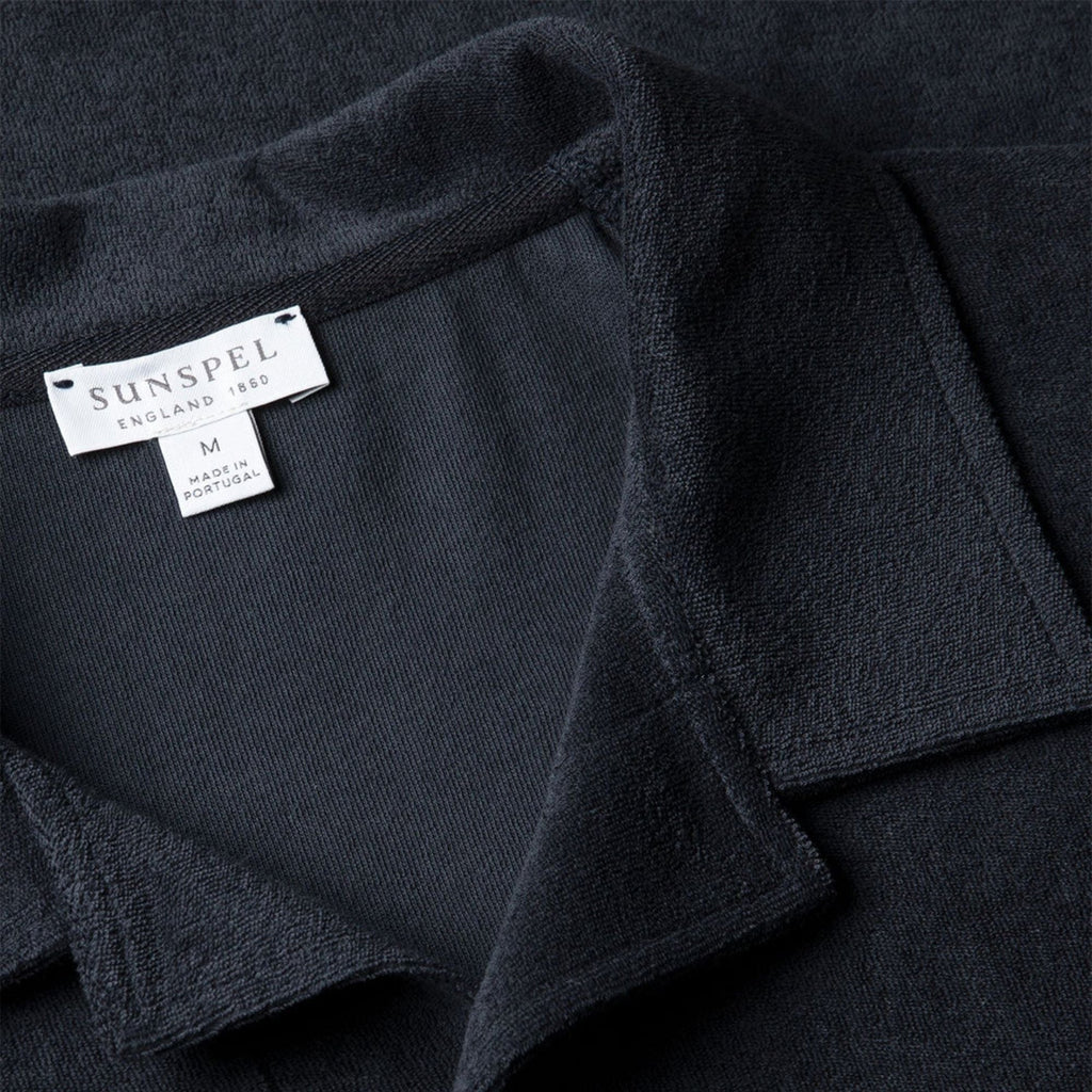 Sunspel Towelling Polo Shirt - Navy