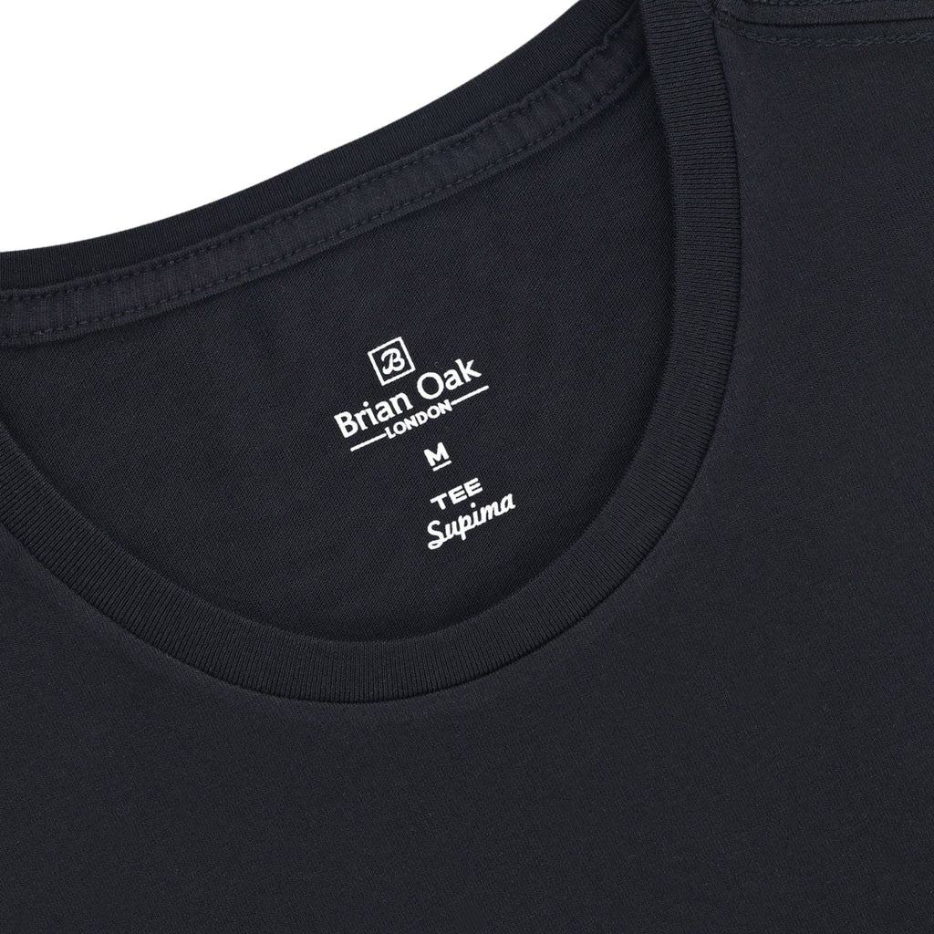 Stuarts London Brian Oak Pure Supima Cotton T-Shirt - Black