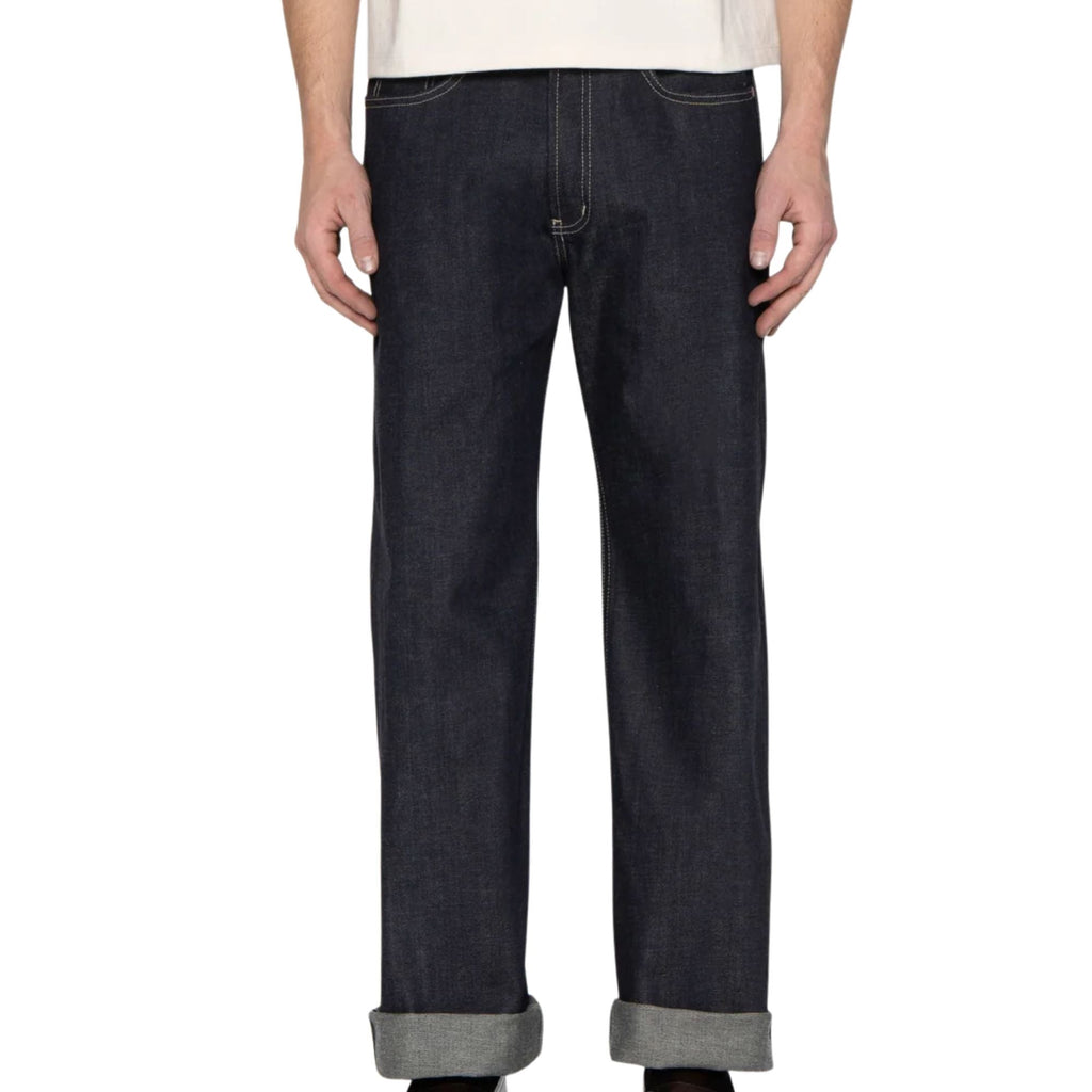 Naked and Famous Denim Strong Guy Fox Fibre Green Weft - Indigo