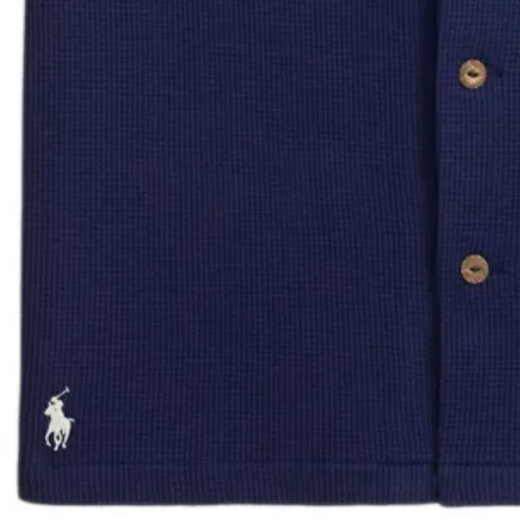 Polo Ralph Lauren Waffle Knit Camp Collar Shirt - Navy