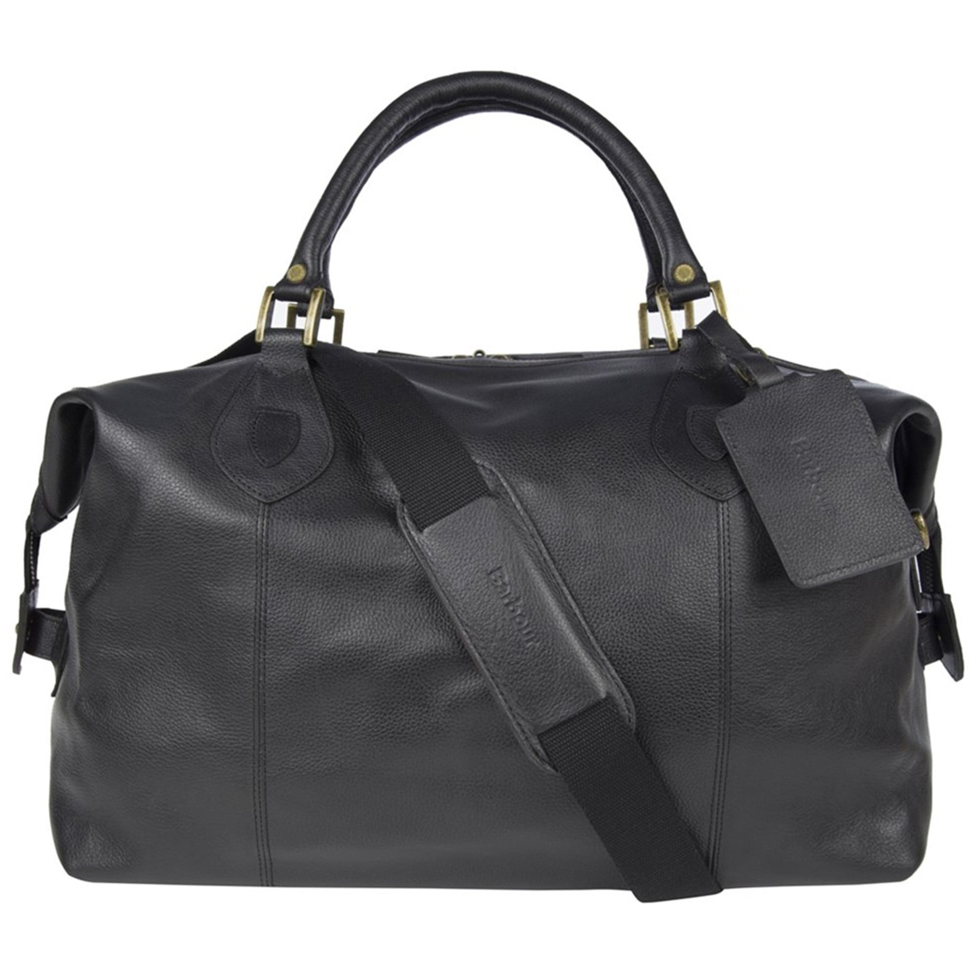 Barbour Black Leather Travel Bag