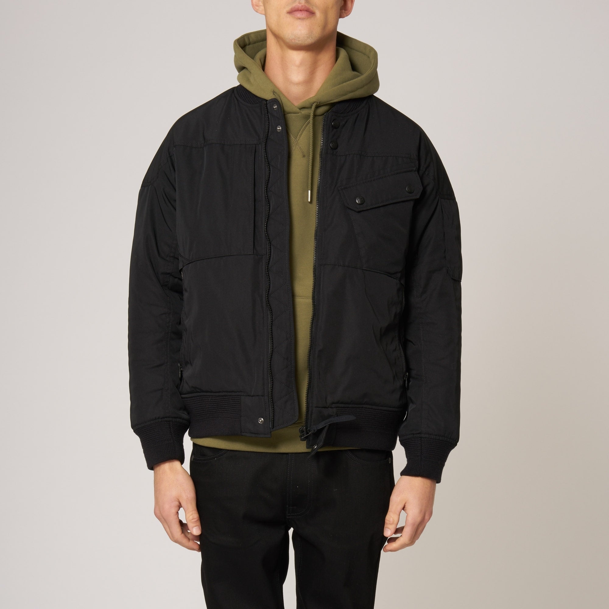White Mountaineering Black Gore Windstopper Twill Yoke Sleeve MA-1 Bomber Jacket