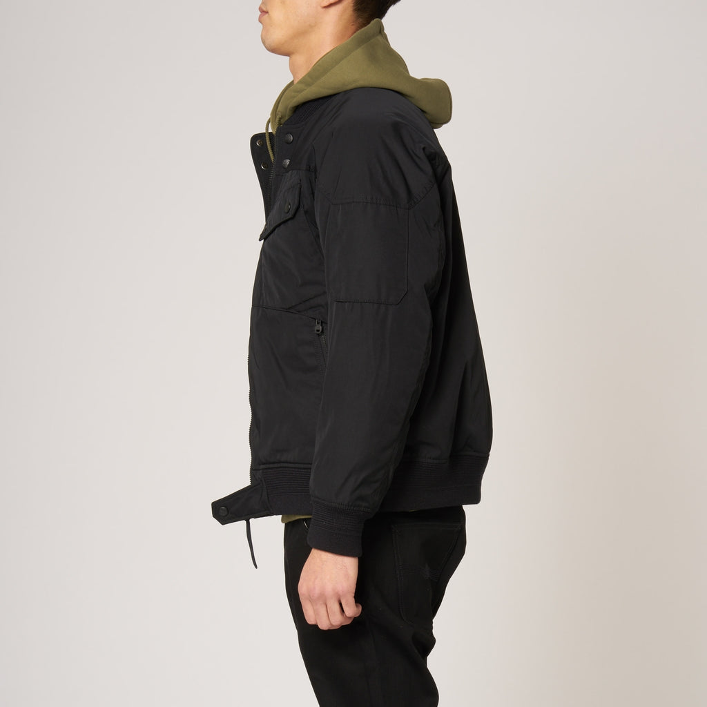 White Mountaineering Black Gore Windstopper Twill Yoke Sleeve MA-1 Bomber Jacket