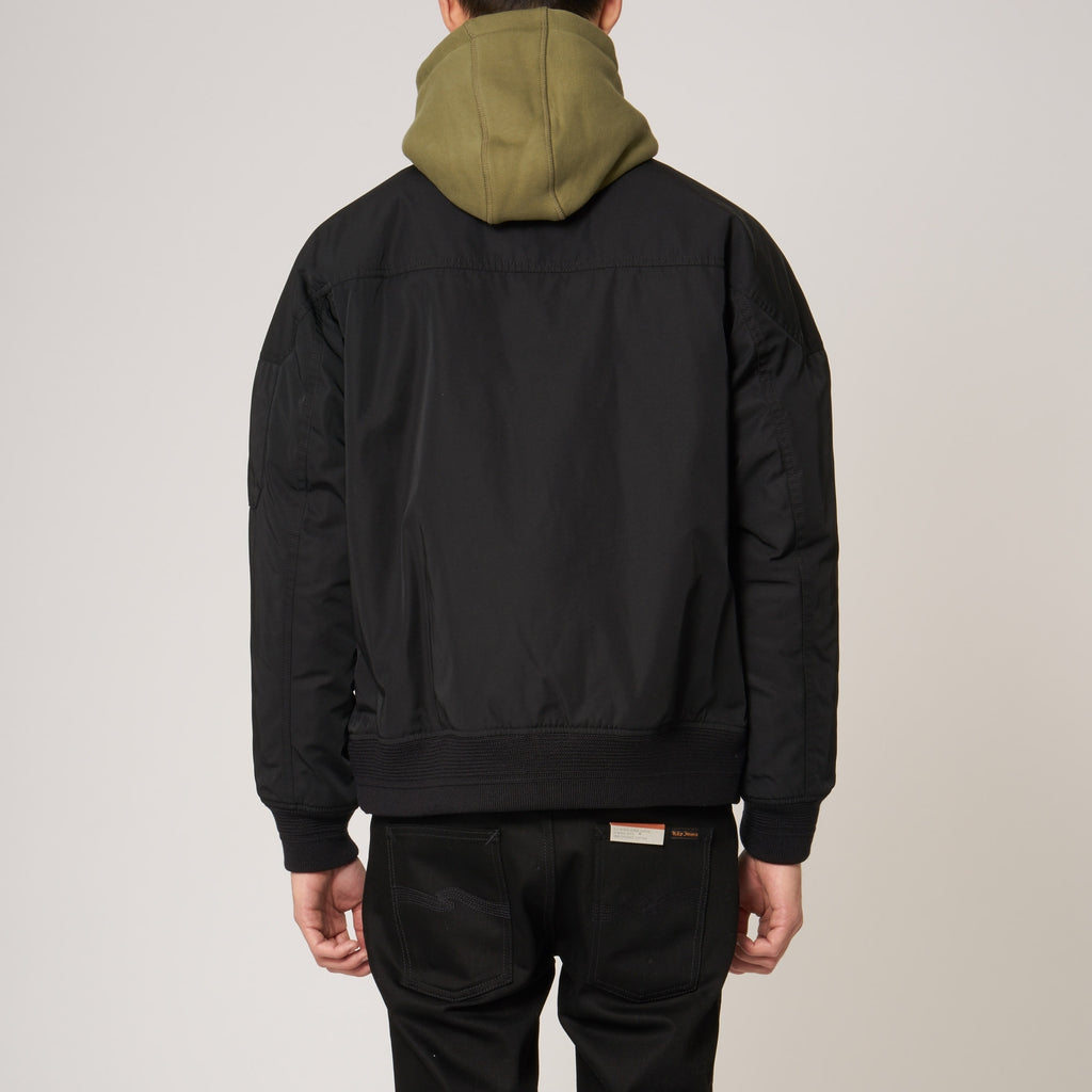 White Mountaineering Black Gore Windstopper Twill Yoke Sleeve MA-1 Bomber Jacket