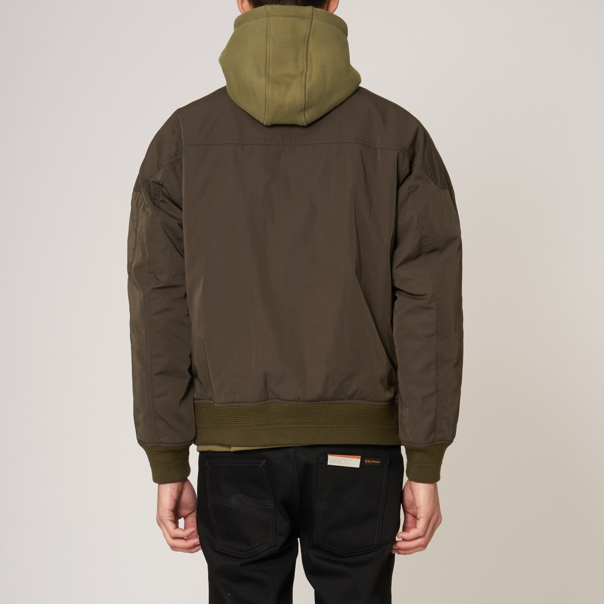 White Mountaineering Khaki Gore Windstopper Twill Yoke Sleeve MA-1 Bomber Jacket