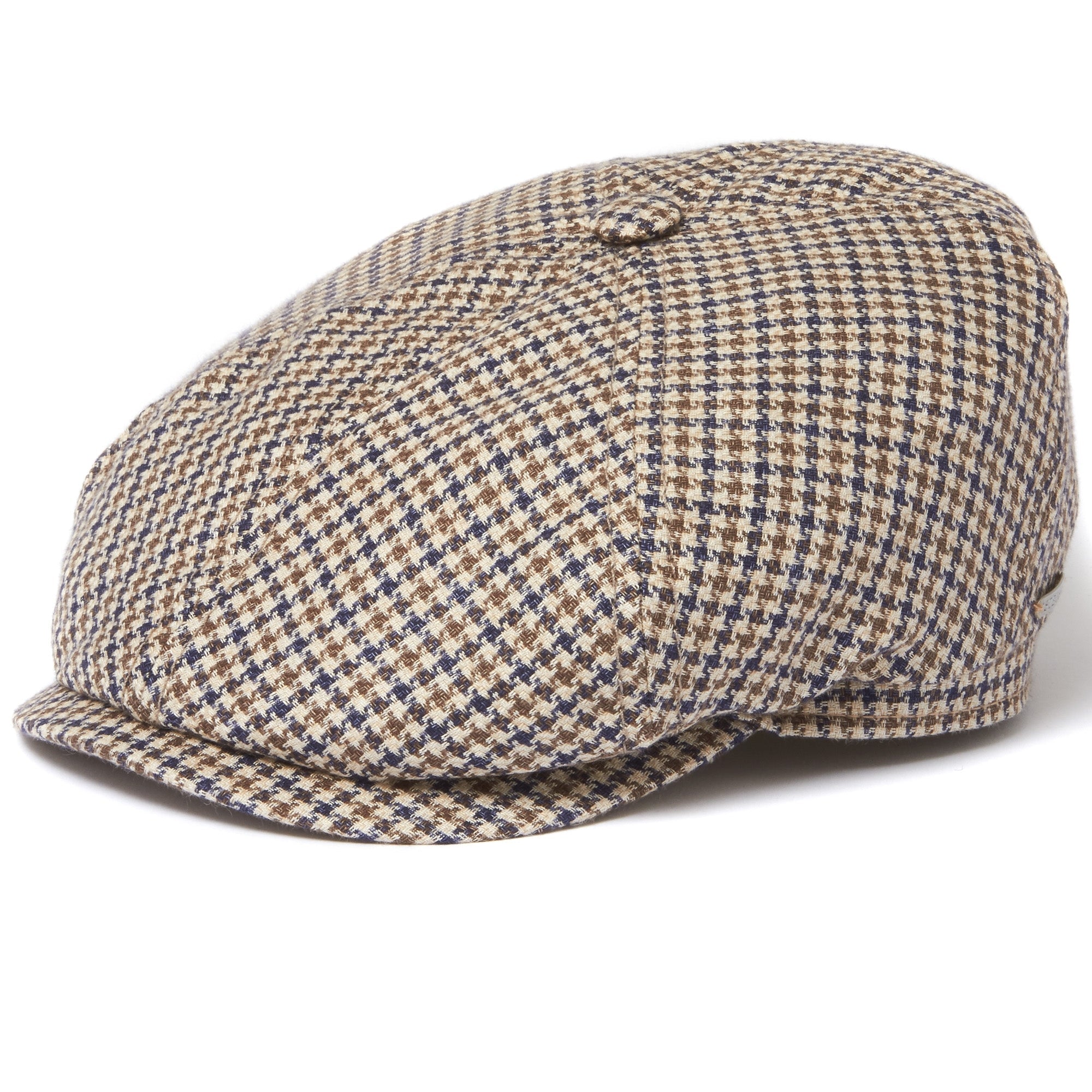 Check 6 panel Flat Cap- Houndstooth