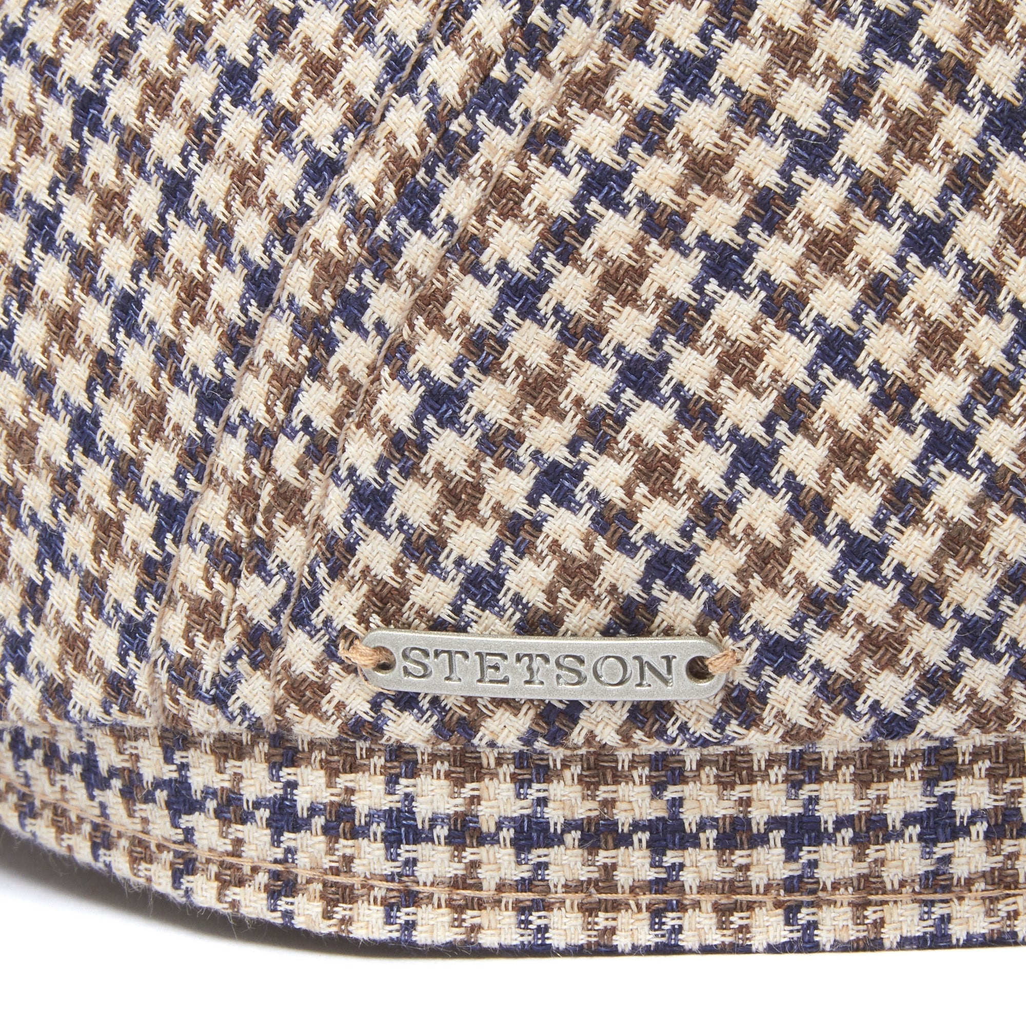 Check 6 panel Flat Cap- Houndstooth
