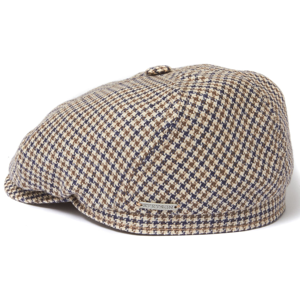 Check 6 panel Flat Cap- Houndstooth