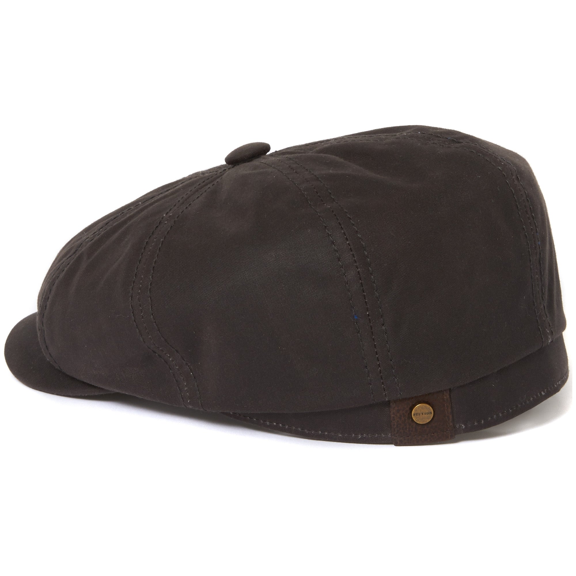 Stetson Hats Hatteras Waxed Newsboy Cap- Black