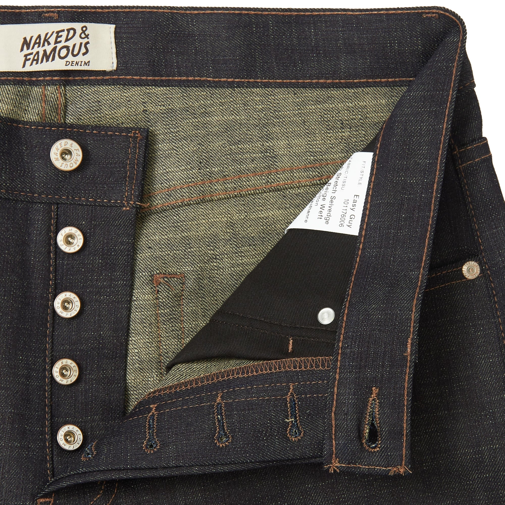 Naked and Famous Denim Indigo Slub Stretch Easy Guy Selvedge Denim Jeans