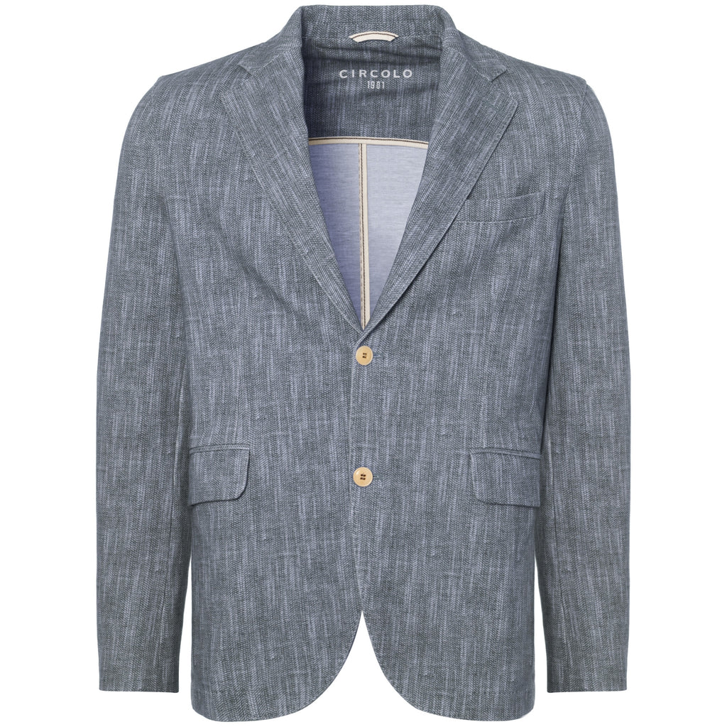 Circolo 1901 Light Blue Herringbone Stretch Blazer