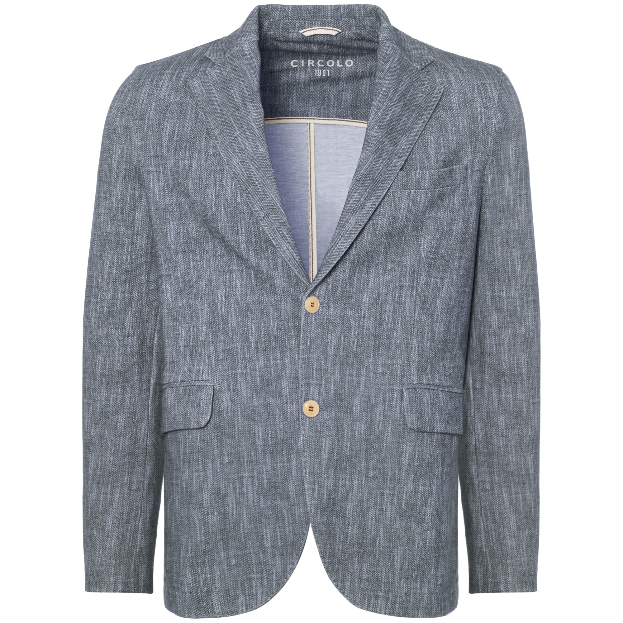 Circolo 1901 Light Blue Herringbone Stretch Blazer
