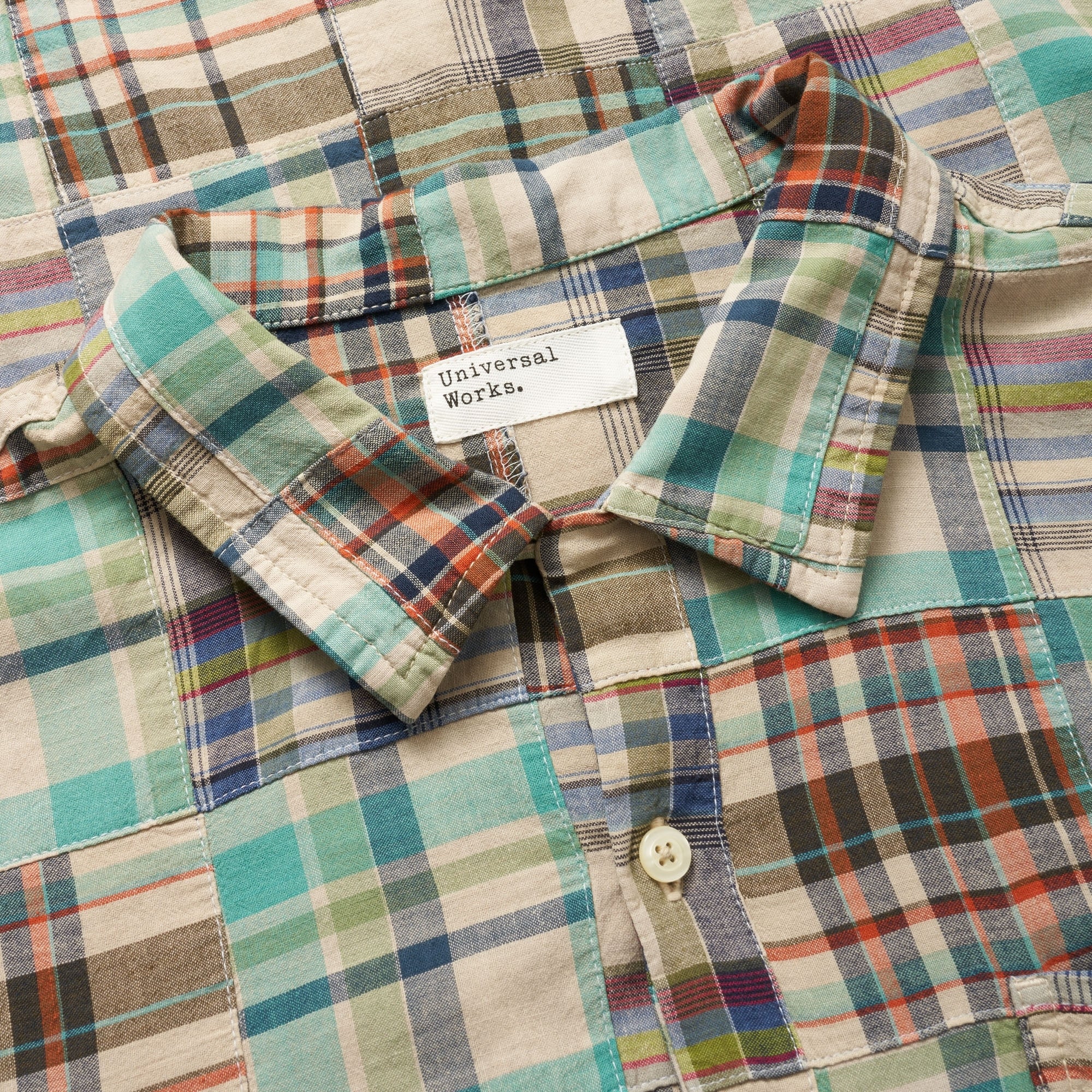Universal Works Olive Patchwork Road Shirt