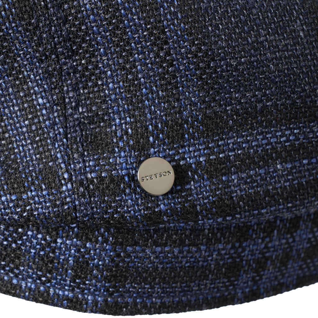 Stetson Hats Check Hatteras Flat Cap- Navy