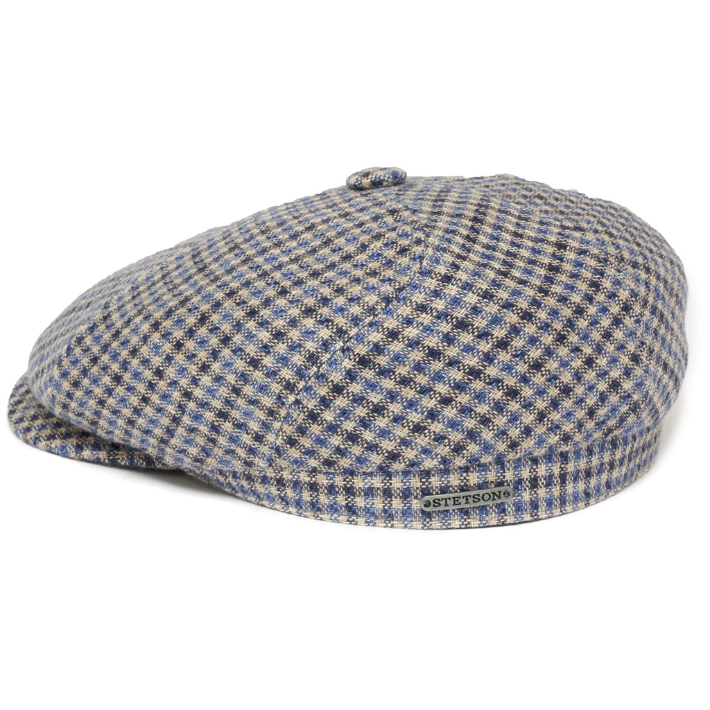 Stetson Hats Check Varysburg Flat Cap- Blue